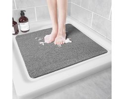 Antislip douchemat - Antislip badmat - Sneldrogende badmat - Voetscrubmat - Geschikt voor badkuipen, vloeren, badkamers, huizen, keukens, hotels (Grijs 60 x 60 cm)