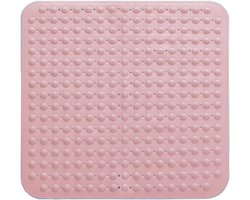 Antislip Douchemat met Zuignappen, Massagemat voor Douches en Sauna's, Vierkant 48 x 48 cm, Roze, Veilig voor de Wasmachine