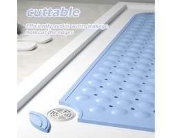 Antislip Douchematt, 40 x 80 cm - Antislipmat met Zuignappen - Dikke Douchematt - Vierkant - Duurzaam - Geschikt voor Sauna's, Badkamers en Gladde Oppervlakken (Blauw)