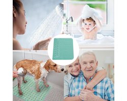 Antislip Douchematt 48 x 48 cm - Groene Douchematt met Zuignappen - Vierkante Antislipmat voor Badkamers, Sauna's en Douchekamers - Wasmachinebestendig