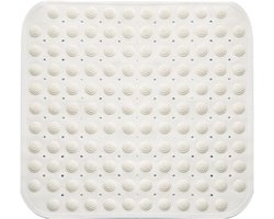 Antislip Douchematt, 48 x 48 cm, Met Zuignappen, Massagefunctie, Voor Sauna's en Badkamers, Machinewasbaar, Vierkant, Wit