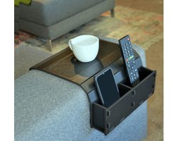 Antislip Flexibele Houten Dienblad Armleuning Organizer - Opvouwbaar Drankhouder Afstandsbediening Snacks