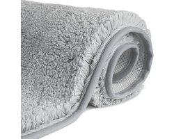 Antislip, hoogpolige badmat met waterabsorberende microvezels (80X150 cm), licht grijs