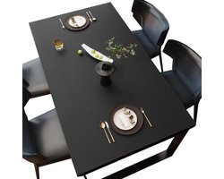 Antislip lederen tafelkleed - eettafel bureau koffietafel - gemakkelijk schoon te maken - zwart - 60 x 120 cm