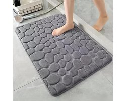Antislip mat - Badkamer mat - 3D Antislip - Badmat - Vloermat - Deurmat - Machine wasbaar - Sneldrogend - Water opneembaar - Milieuvriendelijk - Badkamer - Woonkamer - Traag schuim - Comfortabel - Absorbeert water - Grijs