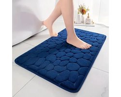 Antislip mat - Badkamer mat - 3D Antislip - Badmat - Vloermat - Deurmat - Machine wasbaar - Sneldrogend - Water opneembaar - Milieuvriendelijk - Badkamer - Woonkamer - Traag schuim - Comfortabel - Absorbeert water - Blauw