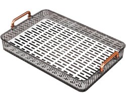 Antislip rechthoekig dienblad met handgrepen - Rubberen oppervlak met hoge grip - Veilig serveren van eten en drinken - Duurzaam plastic dienblad voor salontafel keuken