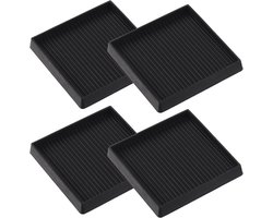 Antislip rubberen castercups, assortimentset, rond en vierkant, anti-slide been-onderzetter, vloerbescherming, meubelpads voor piano, slaapbank, stoel, bank, stopper (4,4 inch, vierkant, zwart)