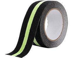 Antislip Tape - Zelfklevende tape - Antislip Stickers - Antislipstrips - Antislipstickers voor trappen - Voor Binnen en Buiten - Glow-in-the-Dark Anti-Slip Tape voor Trappen en Buitenoppervlakken - 5 cm * 5m - Zwart