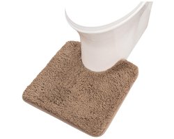 Antislip tapijt - microvezel toiletbadmat - U-vormige contour - pluche badmat - antislip extra dikke zachte badmat - geschikt voor badkamertoilet - machinewasbaar - lichtbruin - 50*40cm