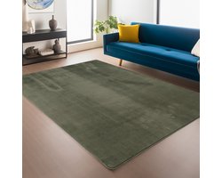 Antislip Vloerkleed Joy Rond Groen 200 x 200 cm Effen Kleur Zacht