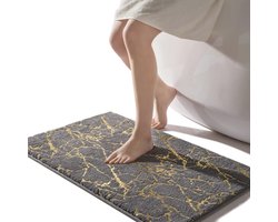 Antislip Wasbare Badmat - Gouden Decoratie, Microvezel, Zacht en Absorberend 50 x 80 cm