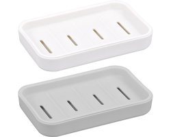 Antislip Zeepbakje met Afvoer - 2 Stuks voor Badkamer en Keuken - Dubbellaags Design - Ruimtebesparend