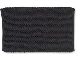 Antislipbadmat - Gebreid badkamertapijt - Grip op badkamervloer - Gerecycled materiaal - 70 x 120 cm - Zwart