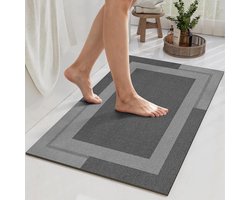 Antislipbadmat met rubberen onderzijde; ultradun, sneldrogend en sterk absorberend badkamerkleed dat onder deuren past; ideaal voor bij badkuipen, douches en wastafels.-50x80cm-Donkergrijs