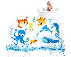 Antislipmat Baby & Kind – Transparante Badmat met Zuignappen – Douchemat met Zeedieren – Veilig & Speels – 39x70 cm