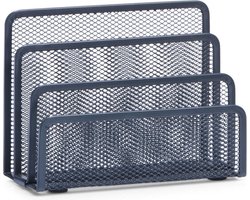 Antraciet grijze brievenhouder postbakje 3-vaks van draadmetaal/mesh 17 x 13,5 cm - Kantoorbenodigdheden - Bureau-accessoires - Brievenhouders - Postbakjes - Mesh kantoor/bureau benodigdheden