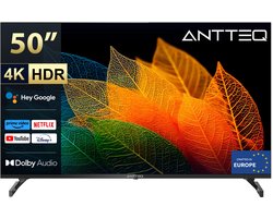 ANTTEQ S50-AU1.Q1 - 50 Inch (127 cm) Smart TV - 4K UHD LED - Android TV - Frameless Design - HDR - Google Assistant & Chromecast