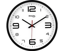 Antusias® Wandklok Modern Zwart Wit - Stil Uurwerk - Grote Cijfers - Muurklok 30cm - Goed Leesbaar - Minimalistisch