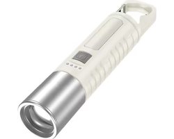 ANVARA Zaklamp LED - Oplaadbaar via USB - 1000 Lumen - Met Zijlicht en Zoom - Wit/Grijs