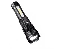 ANVARA Zaklamp LED - Oplaadbaar via USB - 2500 Lumen - Krachtige Zoom Zaklamp - Zwart