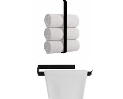Anwicar Handdoekenrek Zonder Boren - Breedte 40 cm - Towel Holder - Zwart 40x27x5 cm