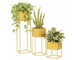 Anwicar Plantenstandaard Goud Hoogte 100 cm - Metaal Plantenrek - Plantentafel - Kamerplanten - Bloempotten voor Binnen en Buiten
