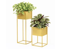 Anwicar Plantenstandaard Goud Hoogte 70 cm - Metaal Plantenrek - Plantentafel - Kamerplanten - Bloempotten voor Binnen en Buiten