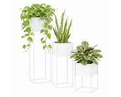 Anwicar Plantenstandaard Wit Hoogte 100 cm - Metaal Plantenrek - Plantentafel - Kamerplanten - Bloempotten voor Binnen en Buiten