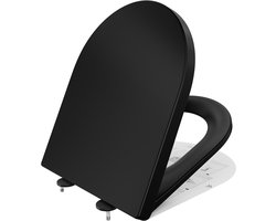 Anycee Max Toiletbril D-vorm - WC-brill Softclose met deksel - Belastbaar tot 150 kg - Duroplast - Easy Clean functie - Zwarte