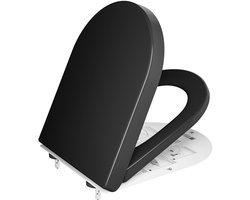 Anycee Max Toiletbril D-vorm - WC-brill Softclose met deksel - Belastbaar tot 150 kg - Easy Clean functie - Zwarte