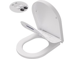 Anycee Max - WC bril D-vorm - Toiletbril met deksel - Softclose - Easy Clean functie - RVS Bevestiging - Duroplast Wit