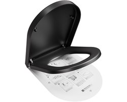 Anycee Max WC bril D-vorm - Toiletbril Softclose - Antibacterieel Zwart Duroplast - Easy Clean