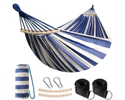 ANYOO Garden Cotton Hammock Comfortable Fabric Hammock with Spreader Bar, Durable and Portable with Travel Bag, Perfect for Camping Outdoor/Indoor Patio Backyard