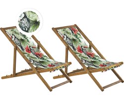 ANZIO - Strandstoel set van 2 - Lichthout/Toekan - Polyester