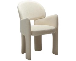 Aole Dan-Form eetkamerstoel met armleuningen bouclé beige.
