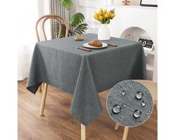 AooHome Wasbaar Tafelkleed, Grijze Tafelkleden 120x120cm Linnenlook Tafelkleed Gemaakt van Polyester Waterafstotend met Lotus Effect, Duurzaam Krasbestendig voor Woonkamer, Eetkamer, Balkon, Tuin