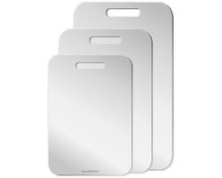 AoraKitchen Snijplank RVS - Set 3 Stuks - Snijplanken - Vaatwasserbestendig - Titanium Gestabiliseerd