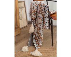 Apeirom Biologisch Katoen Acryl Klassieke Bohemian-Stijl Woondeken - Extra Dik - Met Sierkwasten - Sofadeken - Bankdeken - Sprei - 150x200 cm