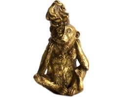 Apen beeldje polyresin 9x7x8.5cm Goud