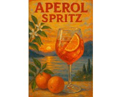 Aperol Spritz Poster - Drank Posters - Aquarel - Wanddecoratie Eetkamer - 180 gram papier - XS6235AZ - Formaat 30 x 40cm