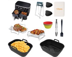 ApexArte® Airfryer Accessoires - Bakpapier - Siliconen Bakje - Mand - Oven Rek