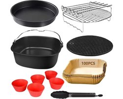 ApexArte® Airfryer Accessoires - Bakpapier - Siliconen Bakje - Mand - Oven Rek