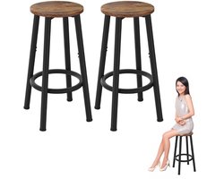 ApexArte® Bar Krukken - Set van 2 Krukken - Barstoelen met Voetensteun - Industrieel