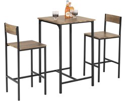 ApexArte® Bartafel Met Barstoelen - Donkerbruin