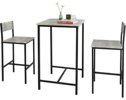 ApexArte® Bartafel Met Barstoelen - Lichtgrijs