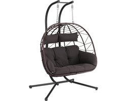 ApexArte® Egg Hangstoel - Hangstoel met Standaard - Chair voor Binnen en Buiten - Bruin