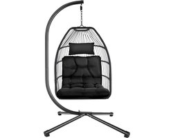ApexArte® Egg Hangstoel - Hangstoel met Standaard - Chair voor Binnen en Buiten - Grijs