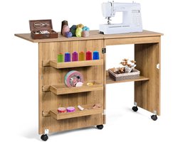 ApexArte® Funktionele Opvouwbare Naaimachine Tafel met Wielen voor Woonkamer