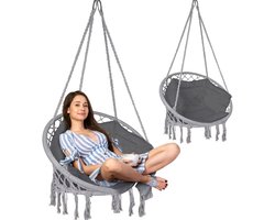 ApexArte® Hangstoel Cocoon - Egg Hangstoel voor Binnen en Buiten – Hang Stoel Met Standaard – Grijs